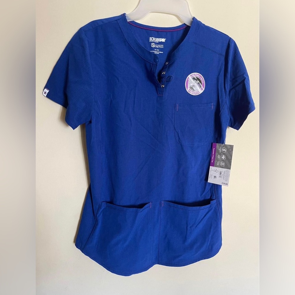Scrubstar Supreme Stretch Performance V-Neck Scrub Top Women's Size XS Blue